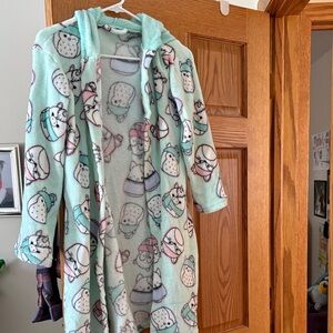 Cozy Mint Kids Pajama Robe with Fun Print